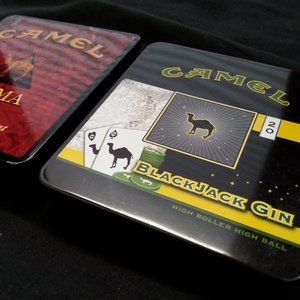 Vintage Camel Cigarettes Collectible Tins *SET OF 2* Blackjack Gin + Crema